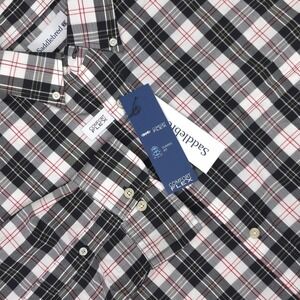 Saddlebred Shirt Mens 2XL White Black Plaid Comfort Flex Classic Fit Button Down